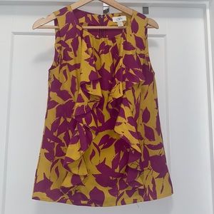 ANN TAYLOR LOFT Purple & Gold Ruffle Sleeveless Top - Size XS